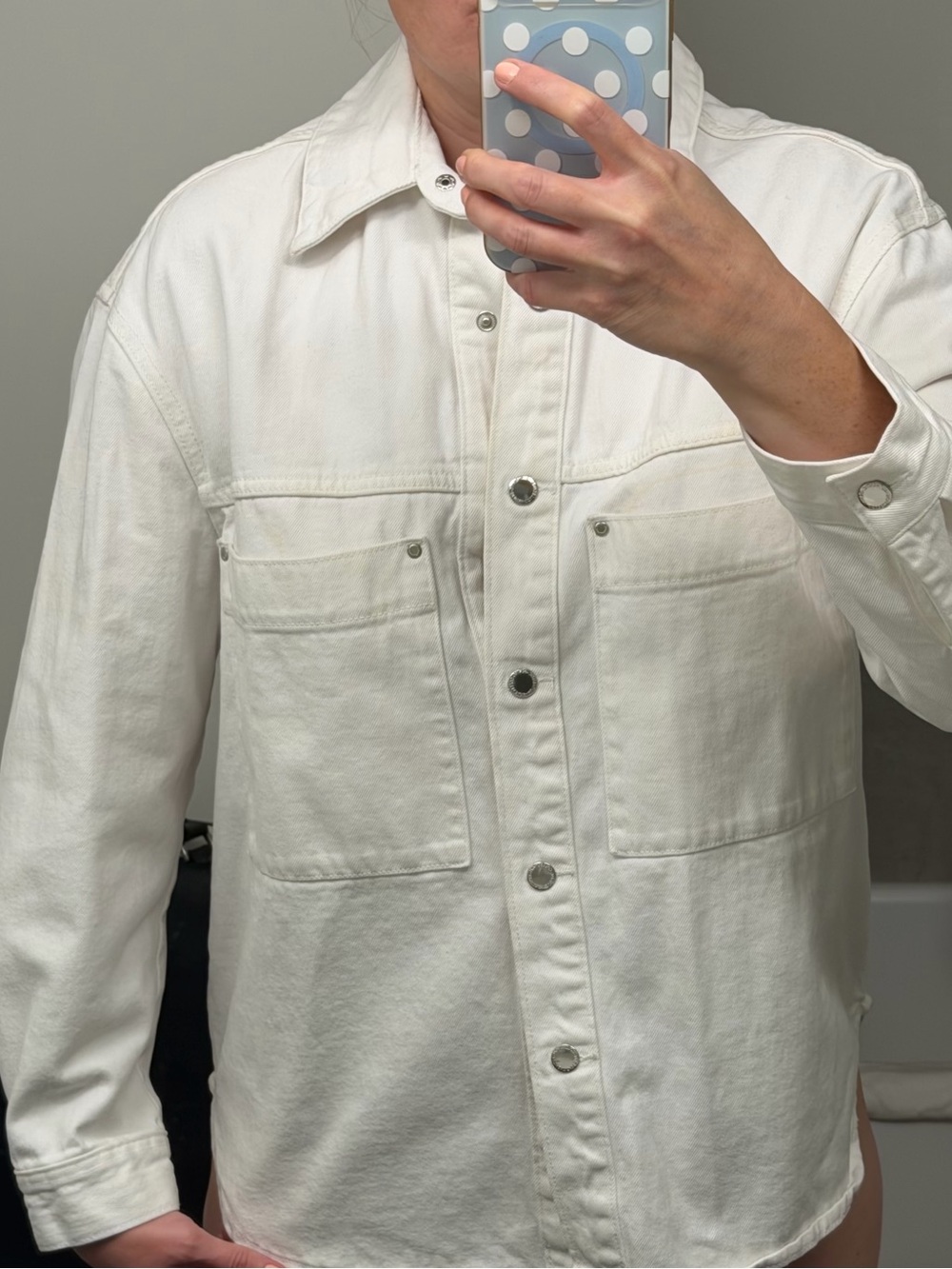 Men's Cream Button-Front Overshirt Jacket